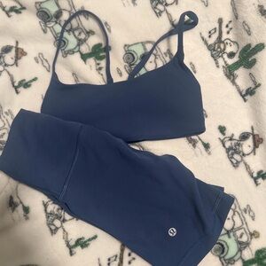 Lululemon Blue Sports Bra and Shorts Set